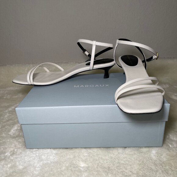 Margaux NY Dylan Sandal in Ivory White Nappa EU 41 US 10 Wide - Picture 2 of 10
